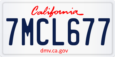 CA license plate 7MCL677