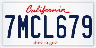 CA license plate 7MCL679