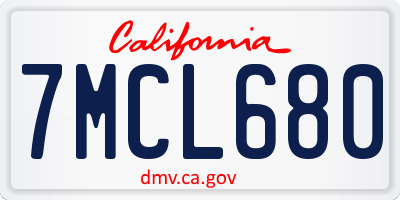 CA license plate 7MCL680
