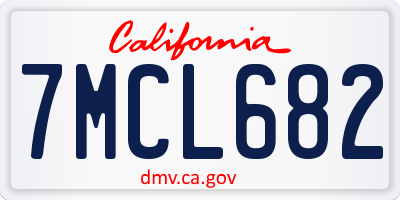CA license plate 7MCL682