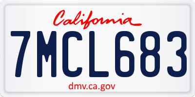 CA license plate 7MCL683