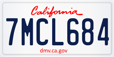 CA license plate 7MCL684