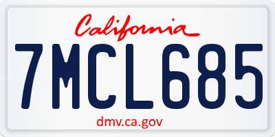 CA license plate 7MCL685