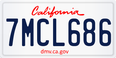 CA license plate 7MCL686