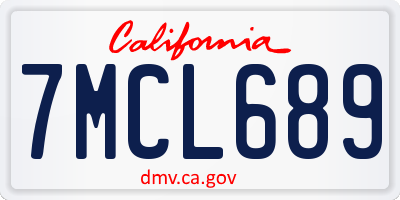 CA license plate 7MCL689