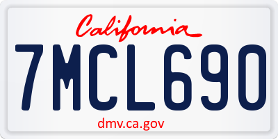 CA license plate 7MCL690