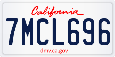 CA license plate 7MCL696