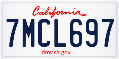 CA license plate 7MCL697