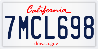 CA license plate 7MCL698