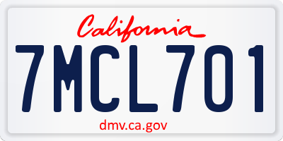 CA license plate 7MCL701