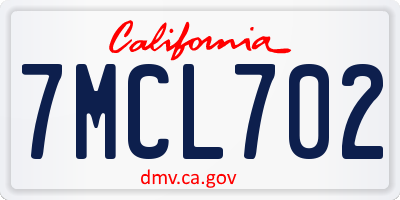 CA license plate 7MCL702