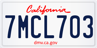CA license plate 7MCL703