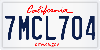 CA license plate 7MCL704