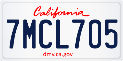 CA license plate 7MCL705