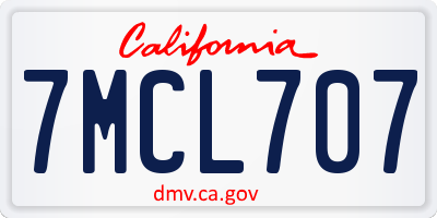 CA license plate 7MCL707