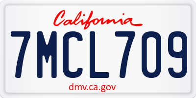 CA license plate 7MCL709