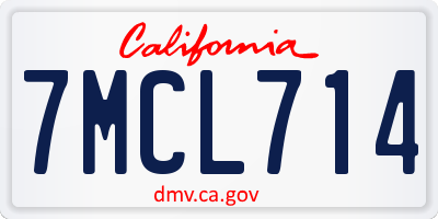CA license plate 7MCL714