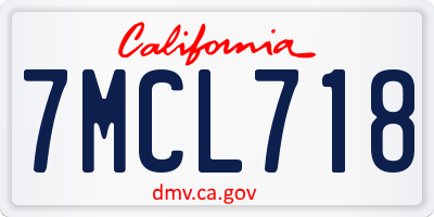CA license plate 7MCL718