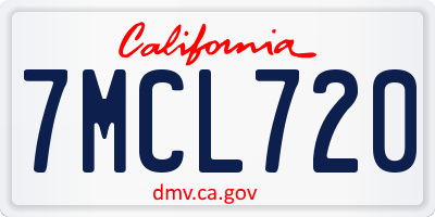 CA license plate 7MCL720