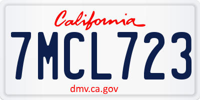 CA license plate 7MCL723