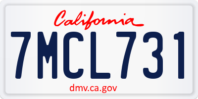CA license plate 7MCL731
