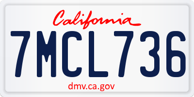 CA license plate 7MCL736