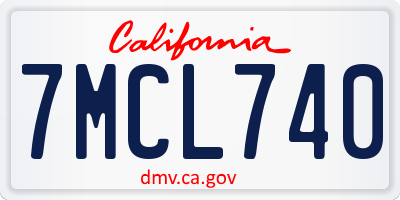 CA license plate 7MCL740