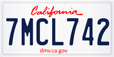 CA license plate 7MCL742