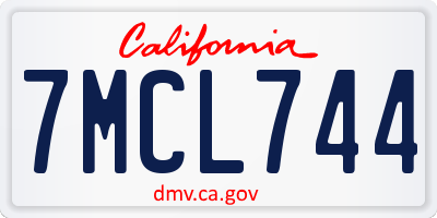 CA license plate 7MCL744