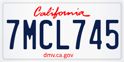 CA license plate 7MCL745