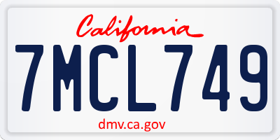 CA license plate 7MCL749