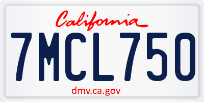 CA license plate 7MCL750