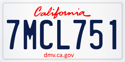 CA license plate 7MCL751
