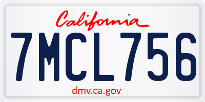 CA license plate 7MCL756