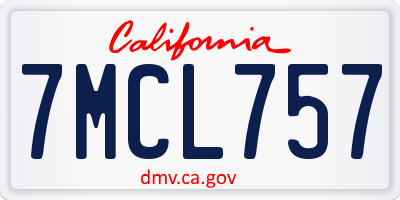 CA license plate 7MCL757