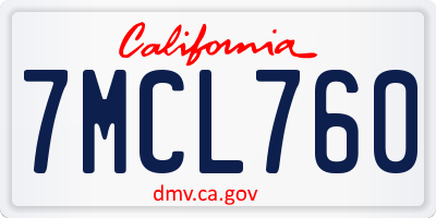 CA license plate 7MCL760