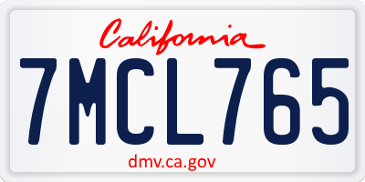 CA license plate 7MCL765