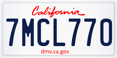 CA license plate 7MCL770
