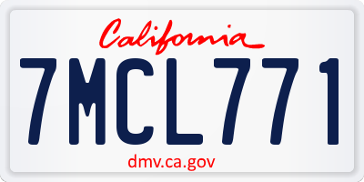 CA license plate 7MCL771