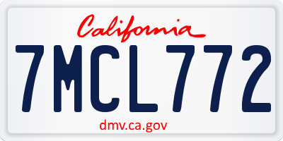 CA license plate 7MCL772
