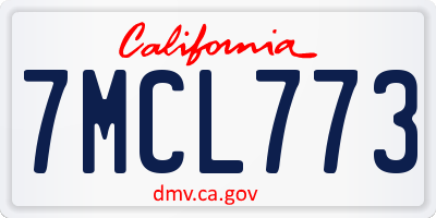 CA license plate 7MCL773