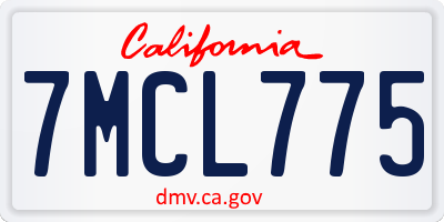 CA license plate 7MCL775