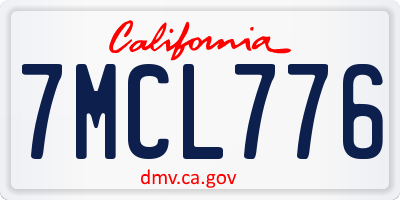 CA license plate 7MCL776