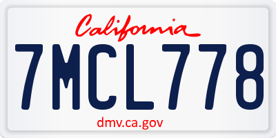 CA license plate 7MCL778