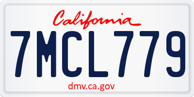 CA license plate 7MCL779
