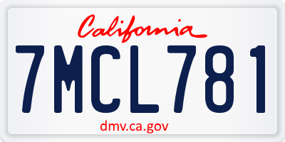 CA license plate 7MCL781