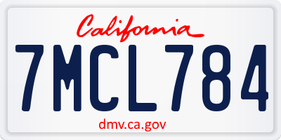 CA license plate 7MCL784