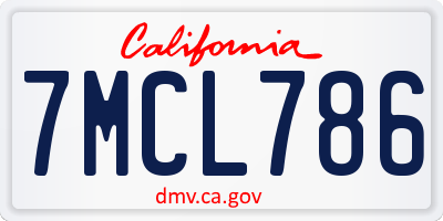 CA license plate 7MCL786