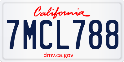 CA license plate 7MCL788