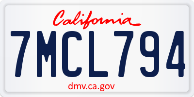 CA license plate 7MCL794